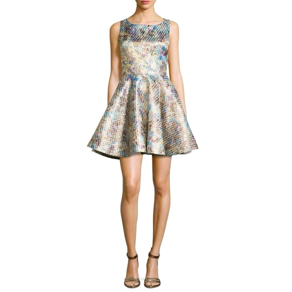 Alice + Olivia Metallic Multicolor Tweed Dress Size: 0 (Original Price: $440.00)